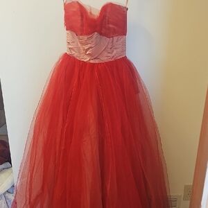 1950s Vintage CUPCAKE Back Bow DRESS floor Length Valentine's
